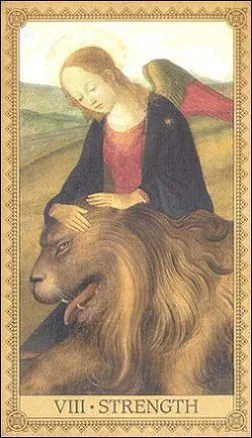 Strength card from the Influence of the Angels Tarot deck