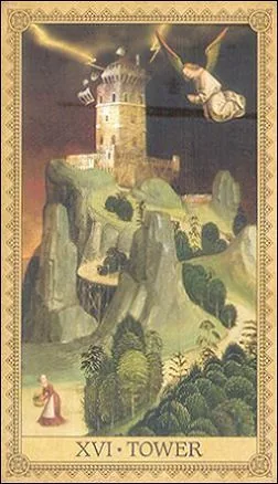 The Tower card from the Influence of the Angels Tarot deck