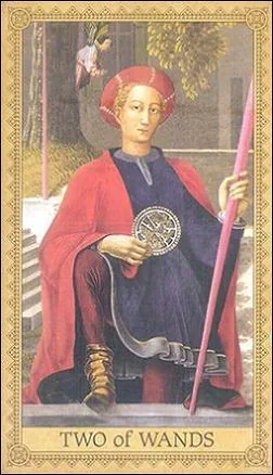 Two of Wands card from the Influence of the Angels Tarot deck