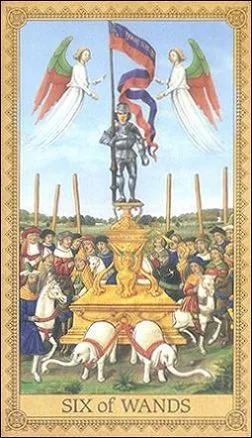 Six of Wands card from the Influence of the Angels Tarot deck