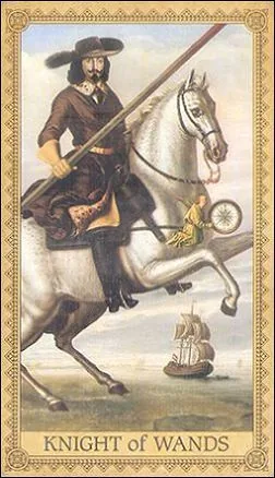 Knight of Wands card from the Influence of the Angels Tarot deck