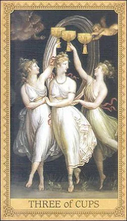 Three of Cups card from the Influence of the Angels Tarot deck