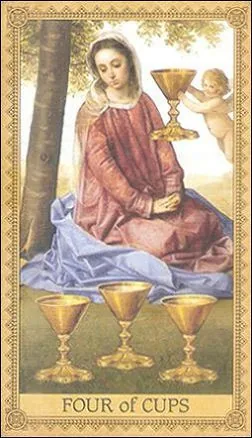 Four of Cups card from the Influence of the Angels Tarot deck