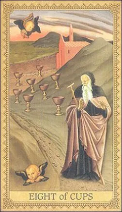 Eight of Cups card from the Influence of the Angels Tarot deck