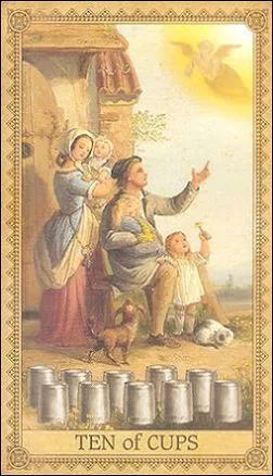 Ten of Cups card from the Influence of the Angels Tarot deck