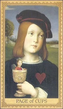 Page of Cups card from the Influence of the Angels Tarot deck