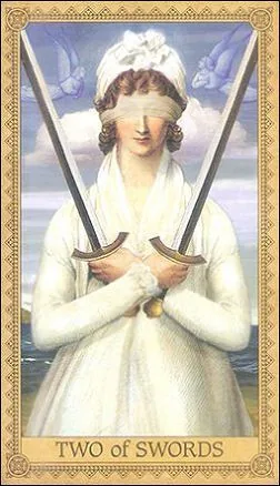 Two of Swords card from the Influence of the Angels Tarot deck