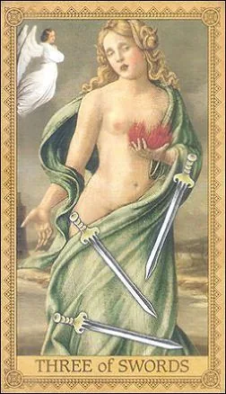 Three of Swords card from the Influence of the Angels Tarot deck