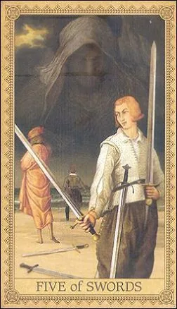 Five of Swords card from the Influence of the Angels Tarot deck