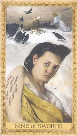 Nine of Swords card from the Influence of the Angels Tarot deck