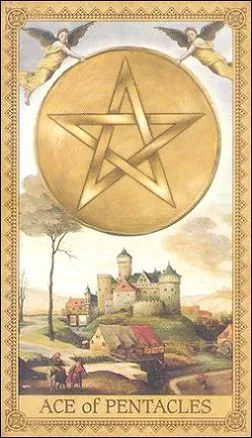 Ace of Pentacles card from the Influence of the Angels Tarot deck