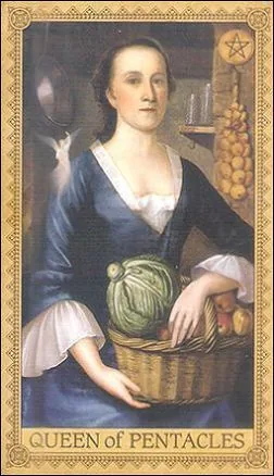 Queen of Pentacles card from the Influence of the Angels Tarot deck