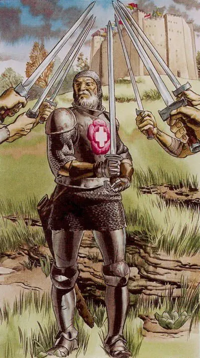 Seven of Swords card from the Initiatory Golden Dawn Tarot deck