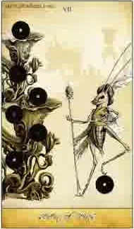 Seven of Coins card from the Isidore Tarot deck