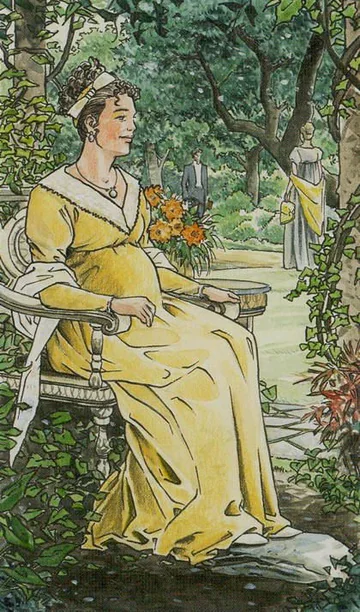 The Empress card artwork from the Jane Austen Tarot by Diane Wilkes and Lola Airaghi