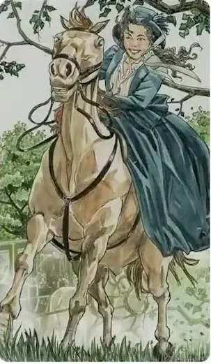 The Chariot card artwork from the Jane Austen Tarot by Diane Wilkes and Lola Airaghi