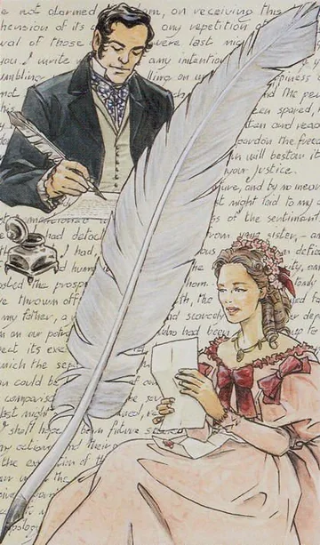 Strength card artwork from the Jane Austen Tarot by Diane Wilkes and Lola Airaghi