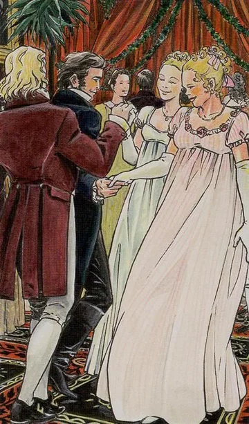 Wheel of Fortune card artwork from the Jane Austen Tarot by Diane Wilkes and Lola Airaghi
