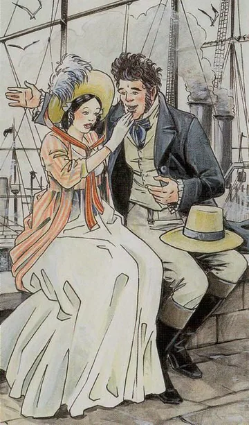 Justice card artwork from the Jane Austen Tarot by Diane Wilkes and Lola Airaghi