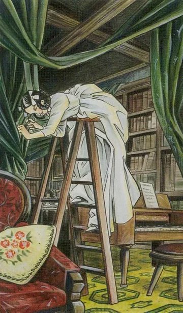 The Hanged Man card artwork from the Jane Austen Tarot by Diane Wilkes and Lola Airaghi