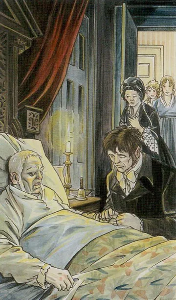 Death card artwork from the Jane Austen Tarot by Diane Wilkes and Lola Airaghi
