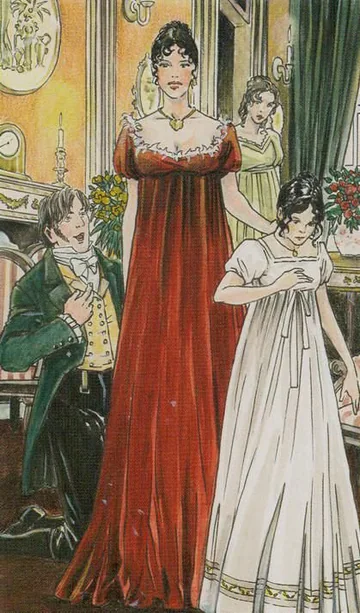 The Devil card artwork from the Jane Austen Tarot by Diane Wilkes and Lola Airaghi