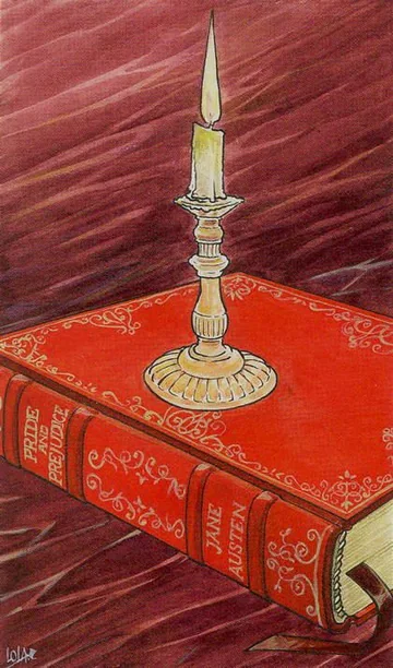 Ace of Wands card artwork from the Jane Austen Tarot by Diane Wilkes and Lola Airaghi