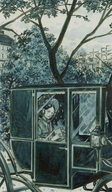 8 of Cups card artwork from the Jane Austen Tarot by Diane Wilkes and Lola Airaghi