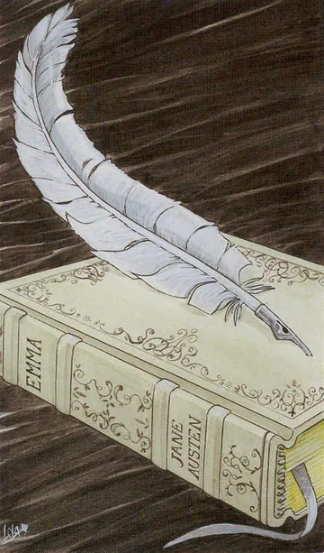 Ace of Swords card artwork from the Jane Austen Tarot by Diane Wilkes and Lola Airaghi