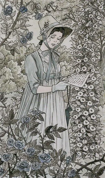 3 of Swords card artwork from the Jane Austen Tarot by Diane Wilkes and Lola Airaghi