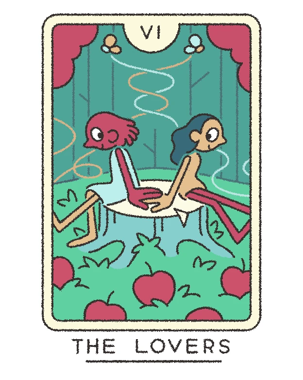 The Lovers card from the Joe Sparrow Tarot deck