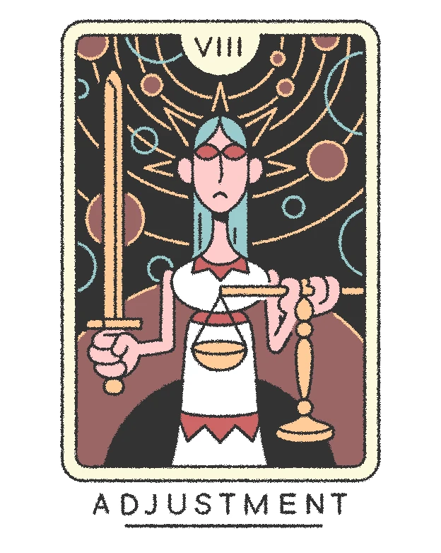Adjustment card from the Joe Sparrow Tarot deck
