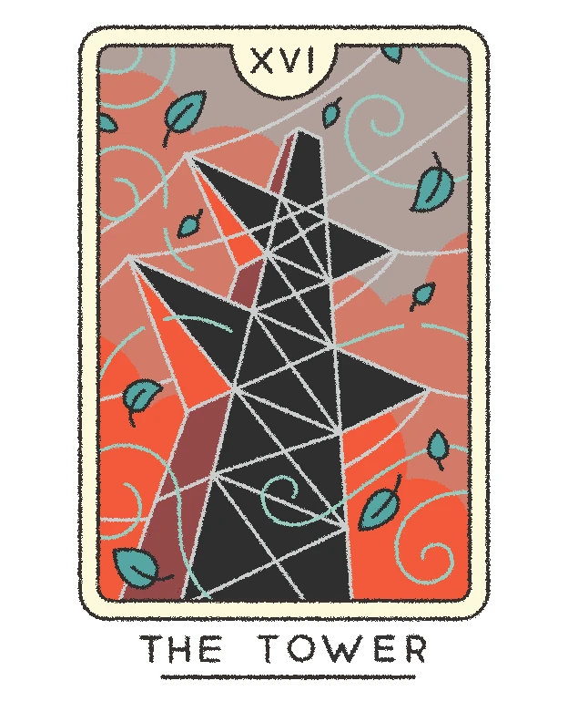 The Tower card from the Joe Sparrow Tarot deck
