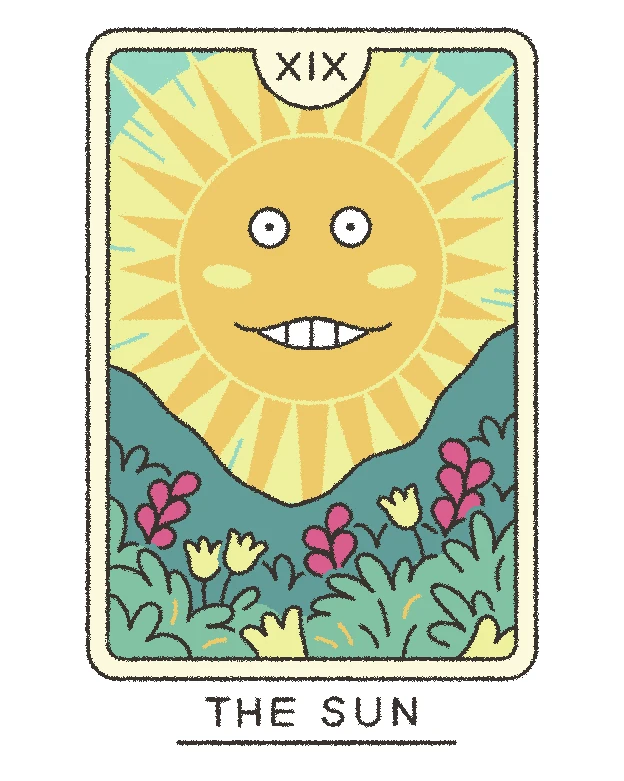 The Sun card from the Joe Sparrow Tarot deck