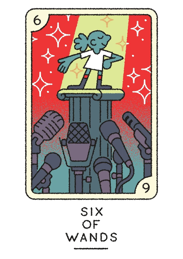 Six of Wands card from the Joe Sparrow Tarot deck