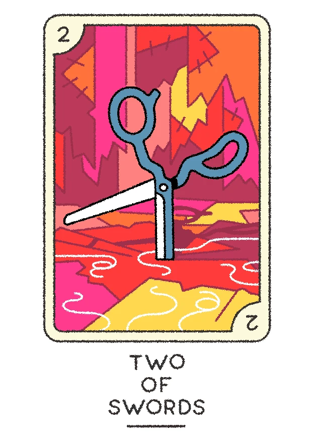 Two of Swords card from the Joe Sparrow Tarot deck