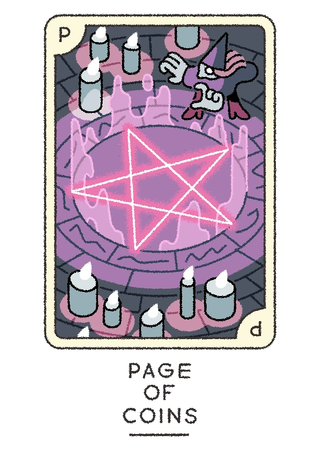 Page of Coins card from the Joe Sparrow Tarot deck