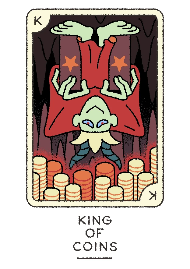 King of Coins — Joe Sparrow Tarot King of Coins card from the Joe Sparrow Tarot deck
