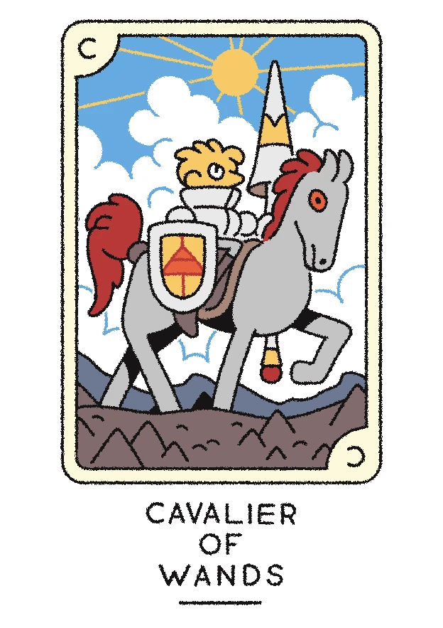 Cavalier of Wands — Joe Sparrow Tarot Cavalier of Wands card from the Joe Sparrow Tarot deck