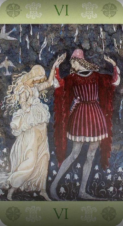 The Lovers — source-order label The Lovers card from the John Bauer Tarot deck