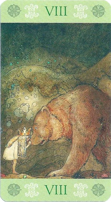 Strength — source-order label Strength card from the John Bauer Tarot deck