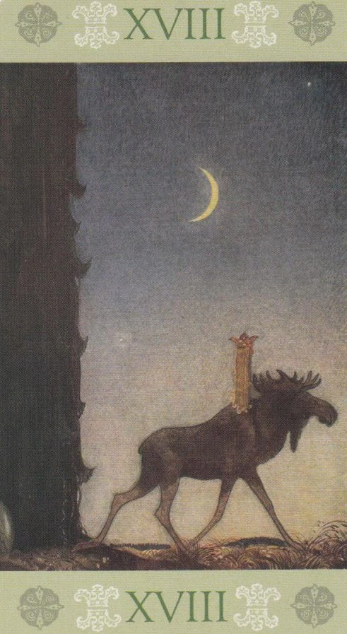 The Moon — source-order label The Moon card from the John Bauer Tarot deck