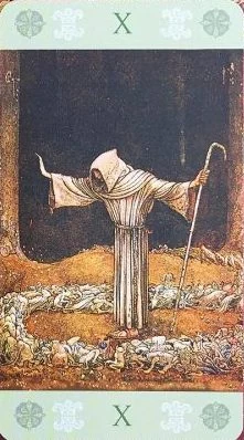 Wheel of Fortune — source-order label Wheel of Fortune card from the John Bauer Tarot deck