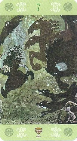 Seven of Cups card from the John Bauer Tarot deck