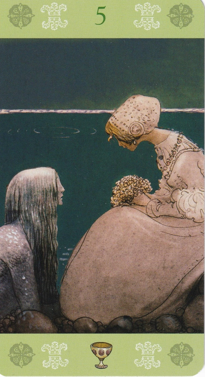Five of Cups card from the John Bauer Tarot deck