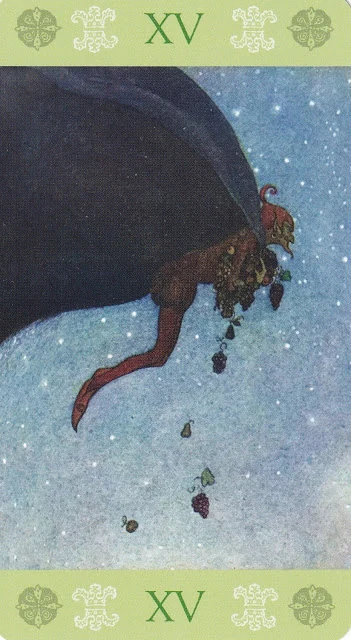 The Devil — source-order label The Devil card from the John Bauer Tarot deck