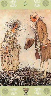 Six of Cups card from the John Bauer Tarot deck
