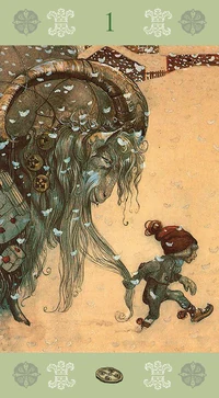 Ace of Pentacles card from the John Bauer Tarot deck