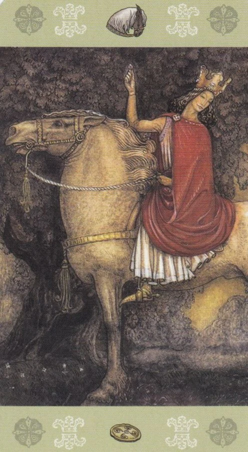 Knight of Pentacles card from the John Bauer Tarot deck