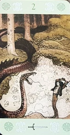 Two of Swords card from the John Bauer Tarot deck